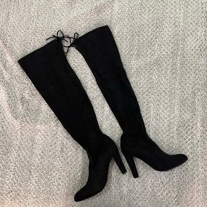 Steven Madden Gorgeous Over The Knee Black Suede Boots 11M